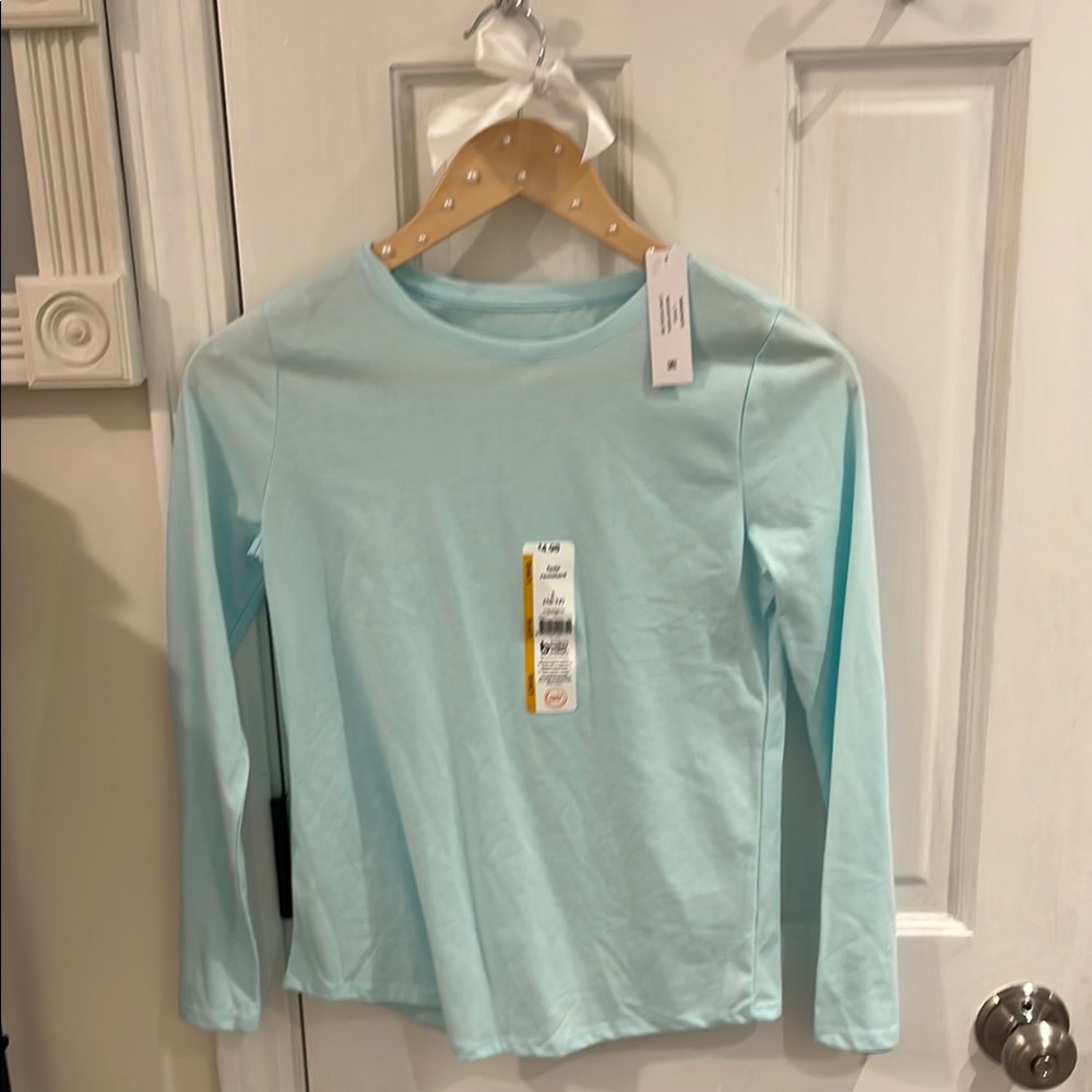 Wonder Nation Blue Long Sleeve Tee Casual Crew Neck